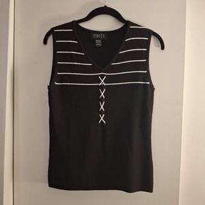 Finity Black and White Striped Tank Top